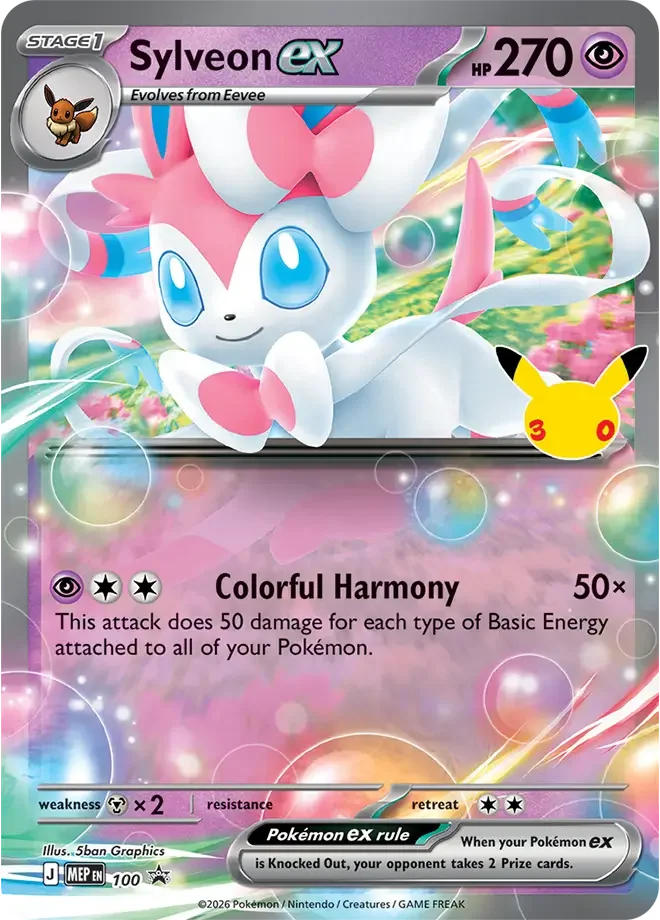 100/128 Sylveon ex Promos Pokemon 30th Anniversary Card List Celebration
