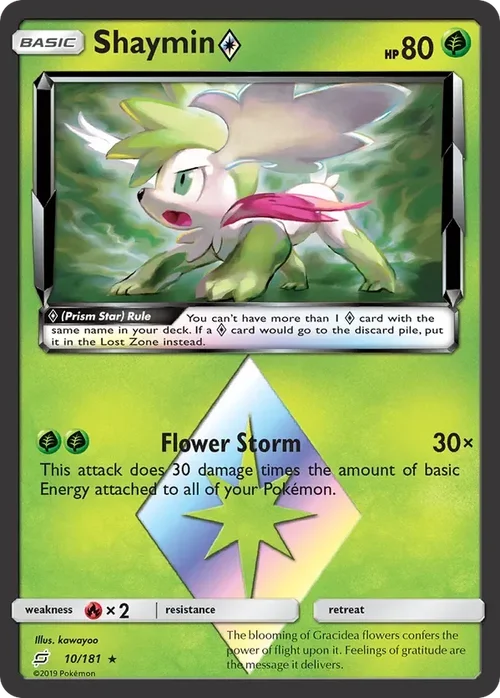 10/181 Shaymin Prism Star Rare Pokemon Card