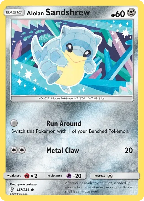 137/236 Alolan Sandshrew Common Pokemon Card