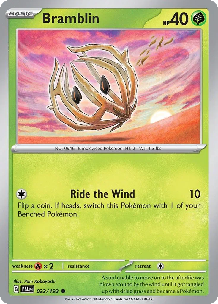 Bramblin 22 Pokemon card from Paldea Evolved set