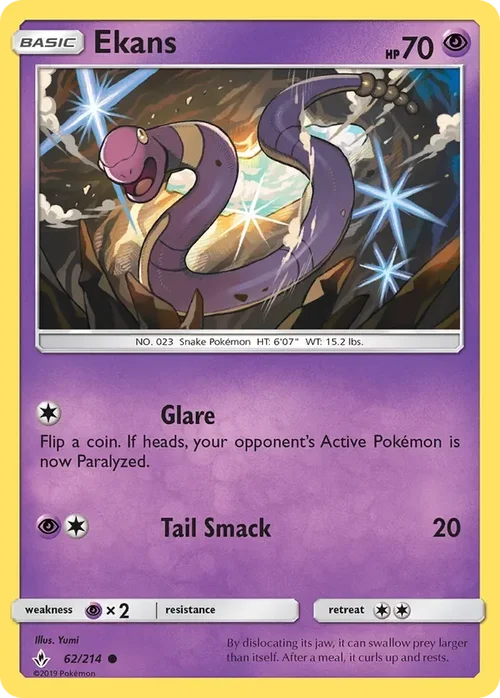62/214 Ekans Common Pokemon Card