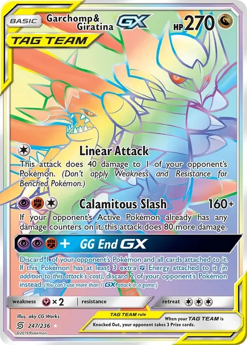 247/236 Garchomp & Giratina GX Rainbow Rare Pokemon Card