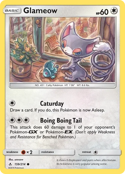 159/214 Glameow Common Pokemon Card