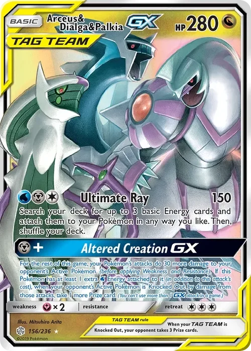 156/236 Arceus & Dialga & Palkia GX Ultra Rare Pokemon Card