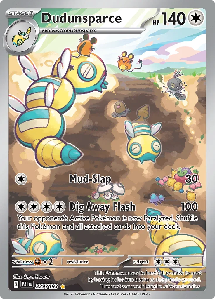 Dudunsparce 229 Pokemon card from Paldea Evolved set