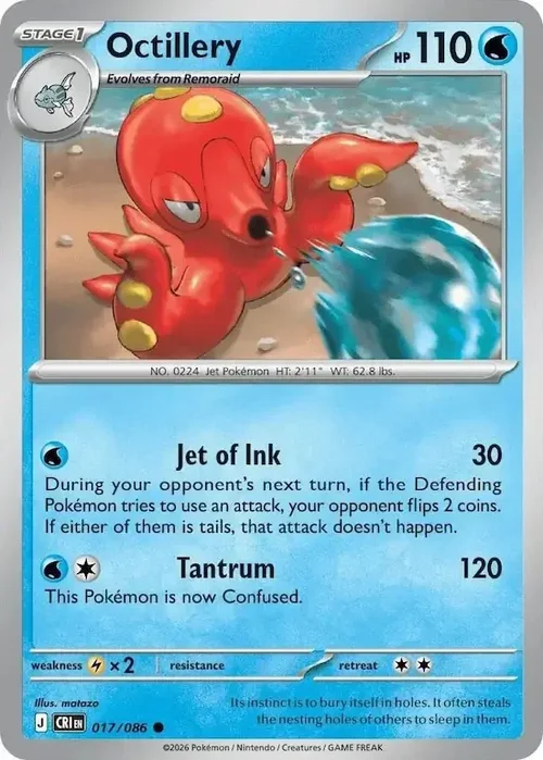 017/086 Octillery Common Pokemon Card
