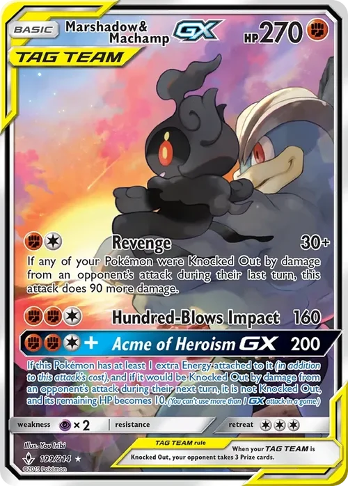 199/214 Marshadow & Machamp GX Full Art (Alt Art) Ultra Rare Pokemon Card