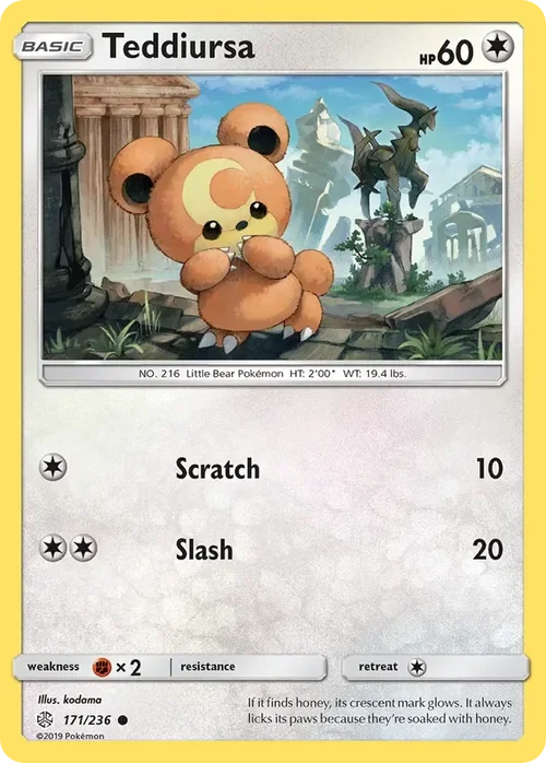 171/236 Teddiursa Common Pokemon Card