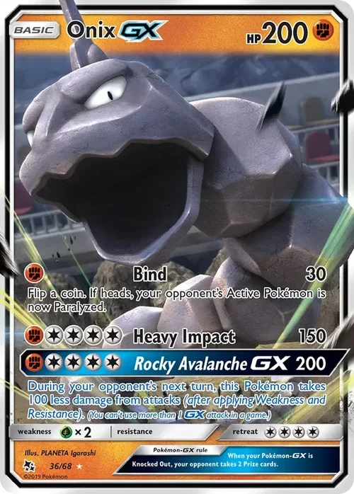 36/68 Onix GX Ultra Rare Pokemon Card