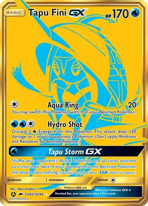 SV92/SV94 Tapu Fini GX Shiny Holo Rare Pokemon Card