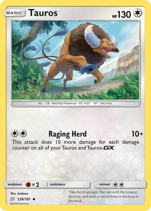129/181 Tauros Uncommon Pokemon Card