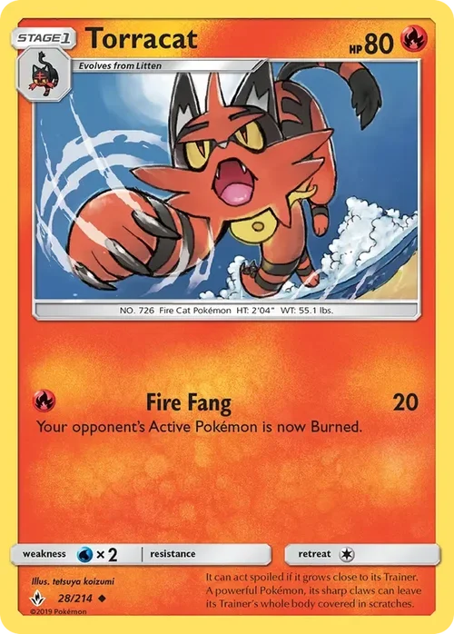 28/214 Torracat Uncommon Pokemon Card