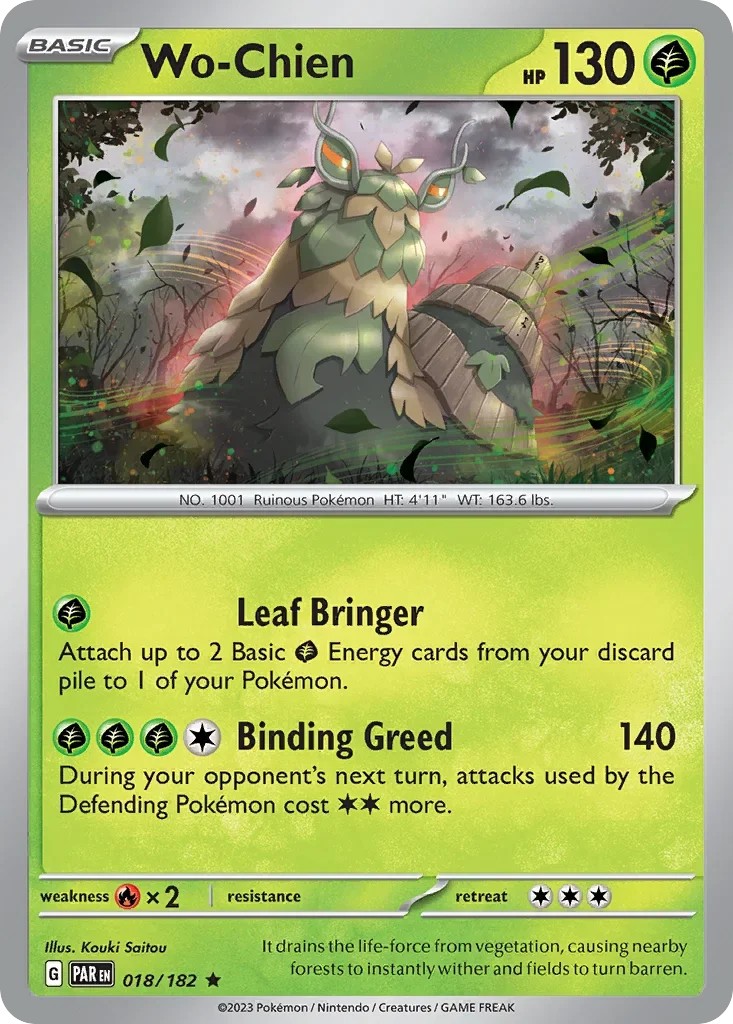 Wo Chien 18 Pokemon card from Paradox Rift set
