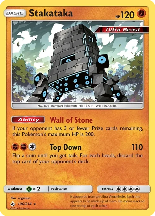 106/214 Stakataka Holo Rare Pokemon Card