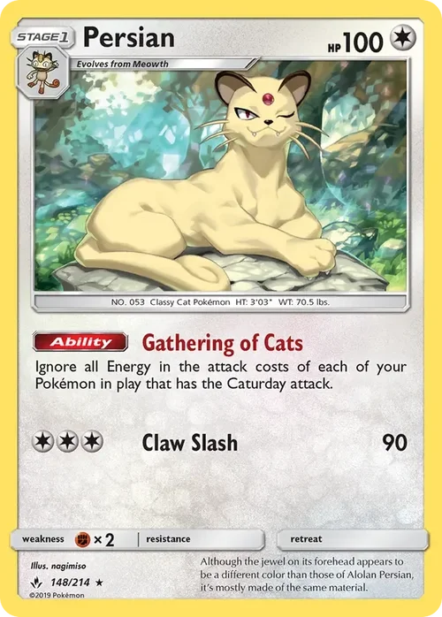 148/214 Persian Rare Pokemon Card