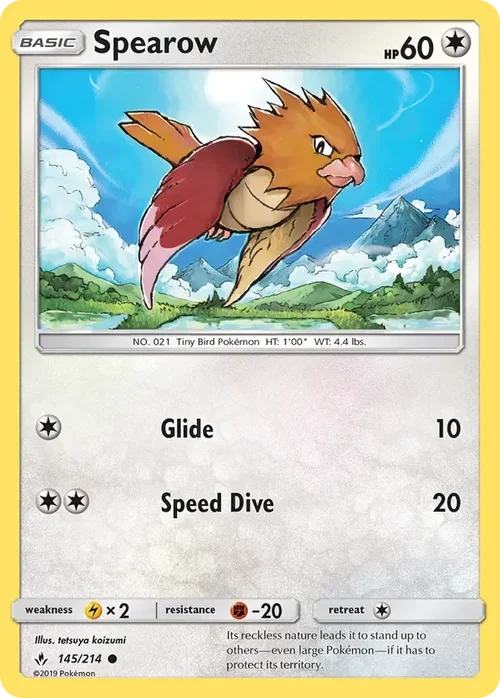 145/214 Spearow Common Pokemon Card