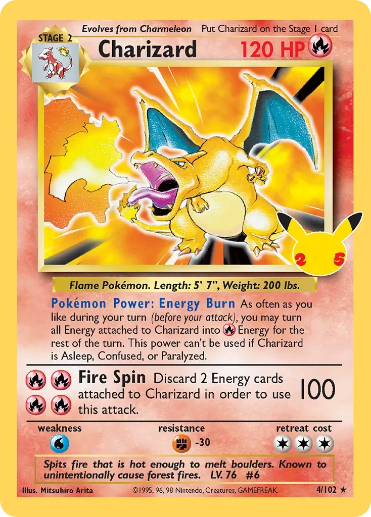 Base Charizard Celebrations Chase Card