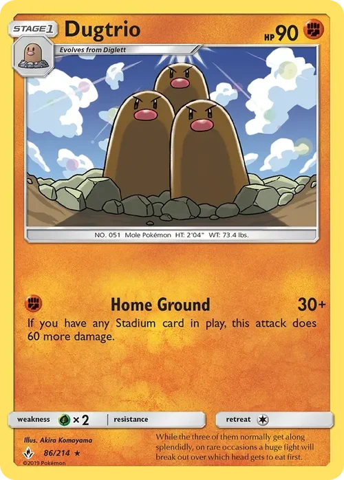 86/214 Dugtrio Rare Pokemon Card