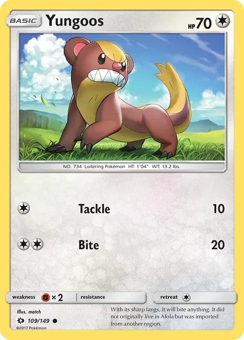 109/149 from Sun & Moon Base Common Pokemon Card
