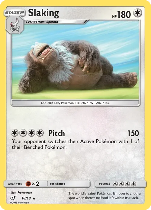18/18 Slaking Rare from Detective Pikachu Pokemon Card