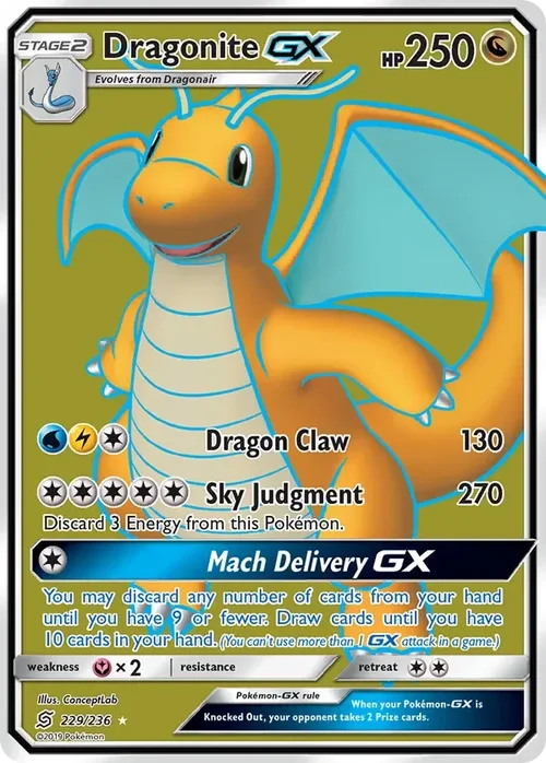229/236 Dragonite GX Full Art Ultra Rare Pokemon Card