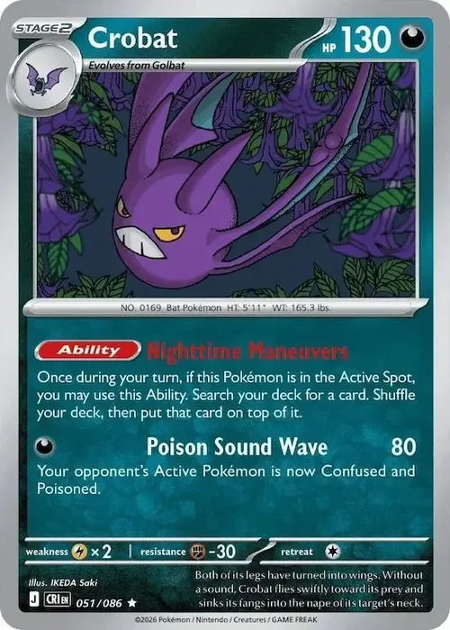 051/086 Crobat Rare Pokemon Card