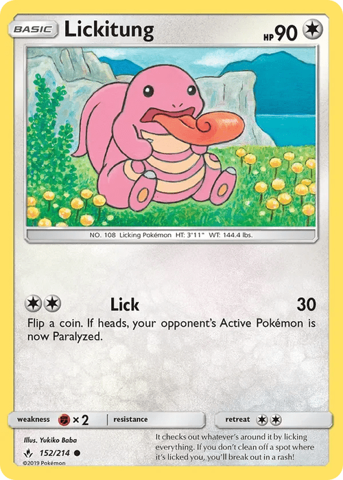152/214 Lickitung Common Pokemon Card