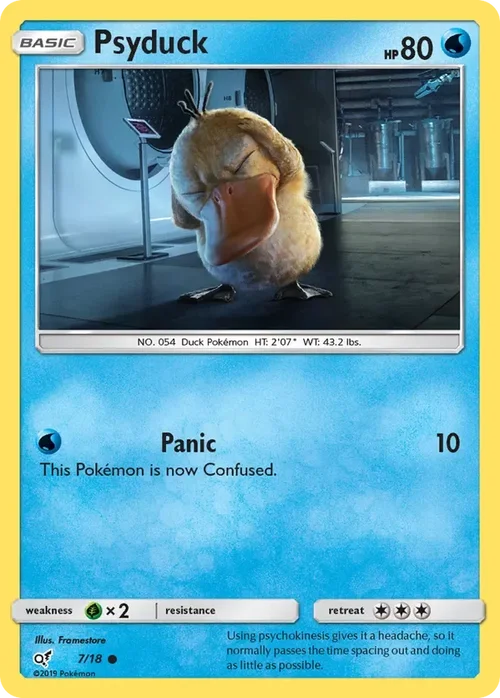 7/18 Psyduck Holo Common from Detective Pikachu Pokemon Card