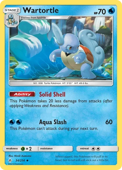 34/214 Wartortle Uncommon Pokemon Card