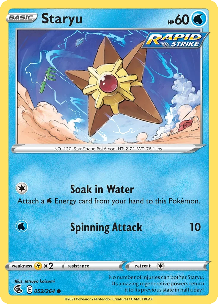 Staryu 52 Pokemon card from Fusion Strike set