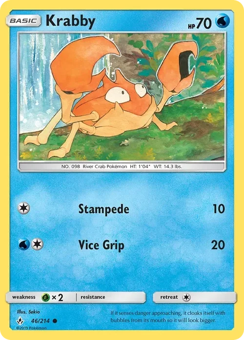 46/214 Krabby Common Pokemon Card