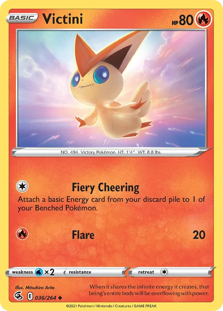 Victini 36 Pokemon card from Fusion Strike set