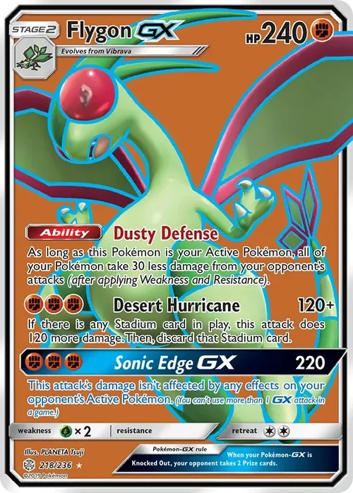 218/236 Flygon GX Full Art Ultra Rare Pokemon Card
