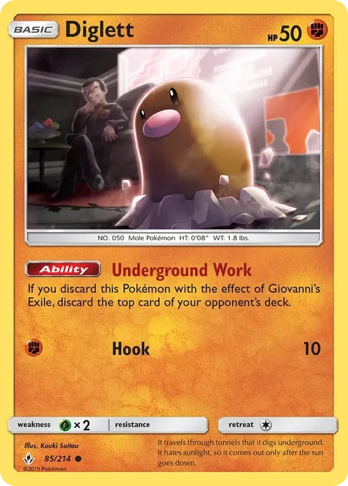 85/214 Diglett Common Pokemon Card