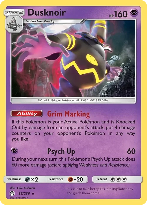 85/236 Dusknoir Holo Rare Pokemon Card