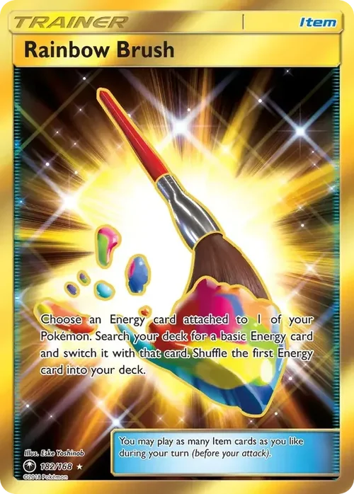 182/168 Rainbow Brush Gold Rare Pokemon Card