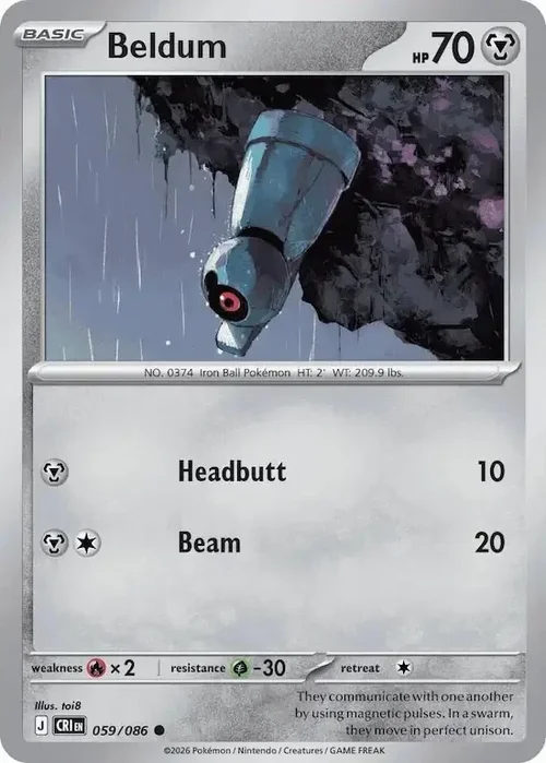 059/086 Beldum Common Pokemon Card