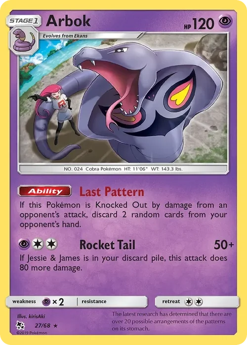 27/68 Arbok Rare Pokemon Card