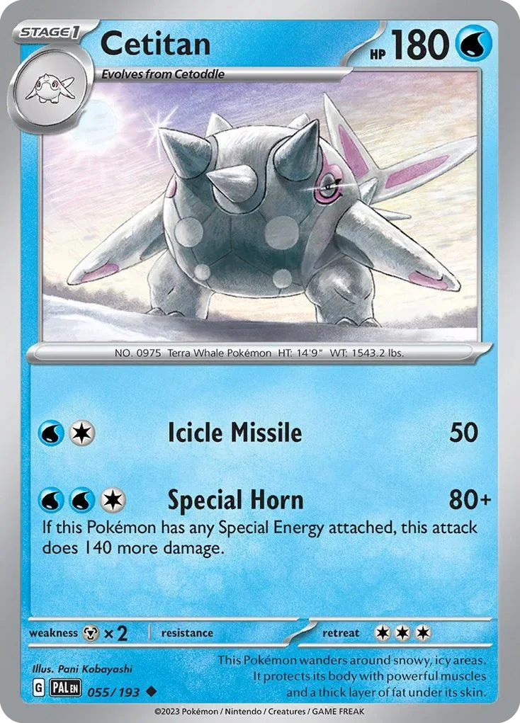 Cetitan Pokemon card from Paldea Evolved set