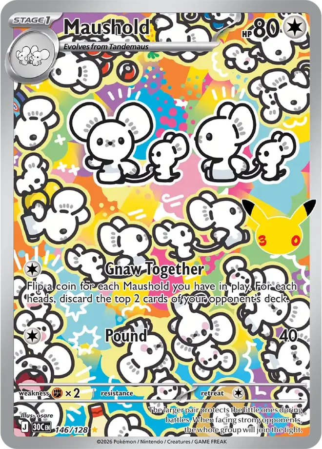 146/128 Maushold Illustration Rare Pokemon 30th Anniversary Card List Celebration