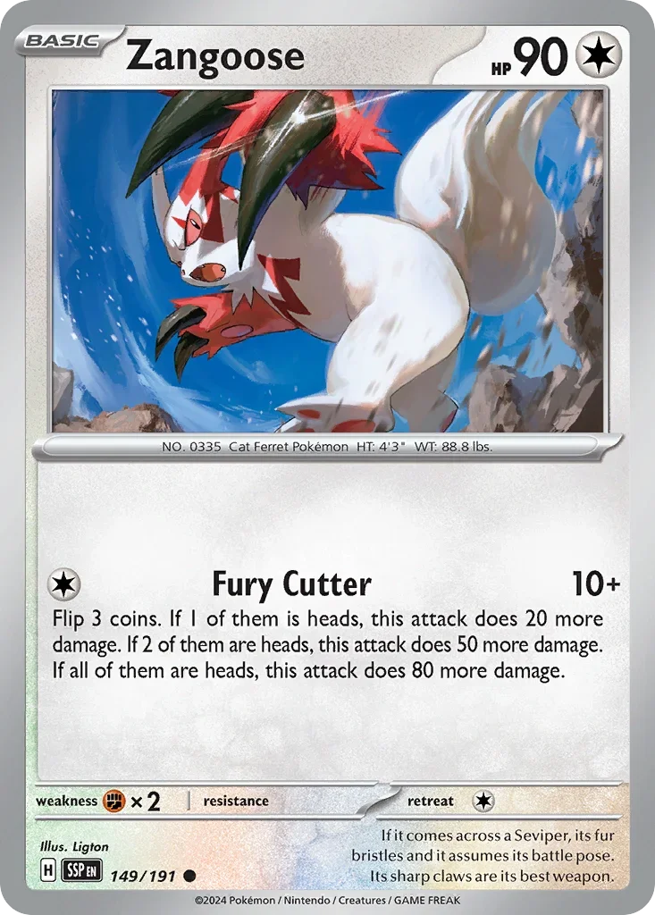 Zangoose 149/167 Pokemon card from Surging Sparks set