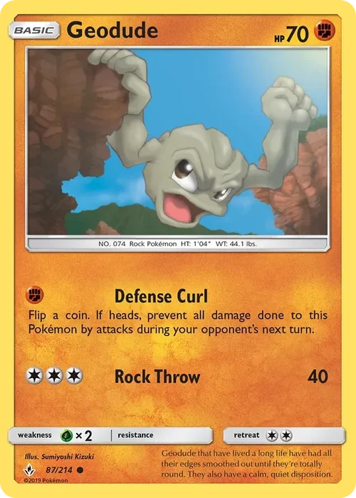 87/214 Geodude Common Pokemon Card