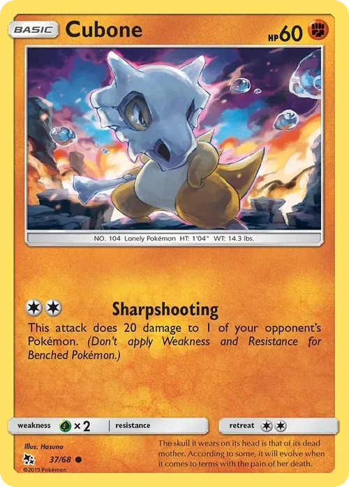 37/68 Cubone Common Pokemon Card