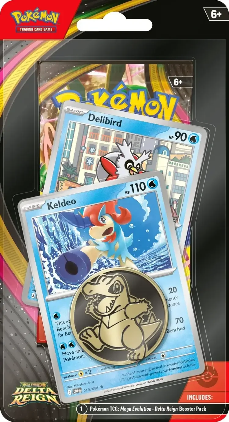 Pokemon TCG Mega Evolution Delta Reign Products Premium Checklane Blister Delibird & Keldeo