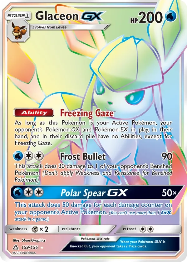 Glaceon GX Rainbow Rare from Ultra Prism