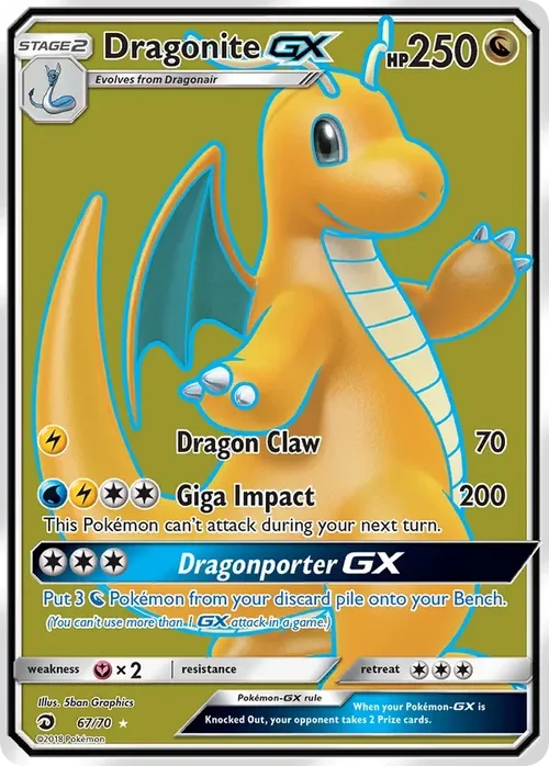 67/70 Dragonite GX Full Art Ultra Rare Pokemon Card