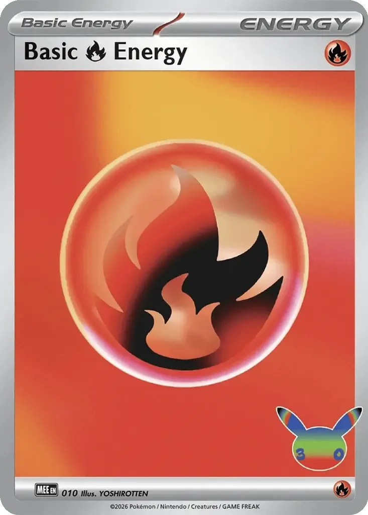 Fire Energy Pokemon 30th Anniversary Card List Celebration