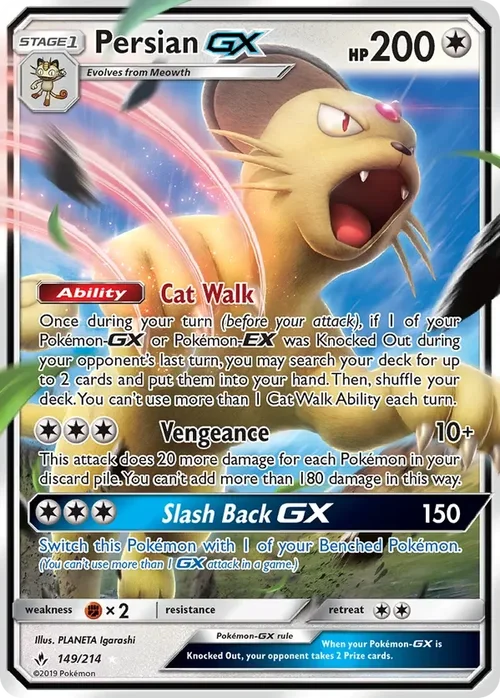 149/214 Persian GX Ultra Rare Pokemon Card