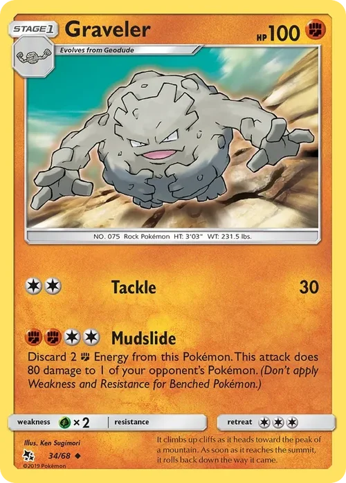 34/68 Graveler Uncommon Pokemon Card