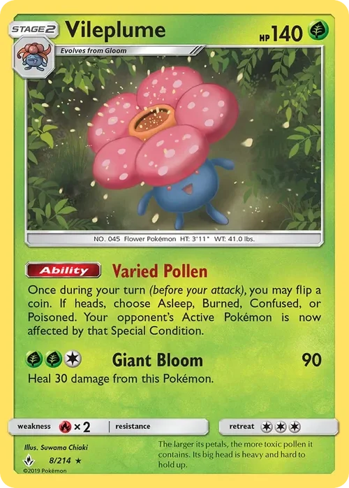 8/214 Vileplume Holo Rare Pokemon Card